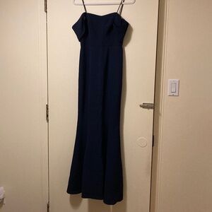 WAYF Gabriella Off-The-Shoulder Mermaid Gown in Navy